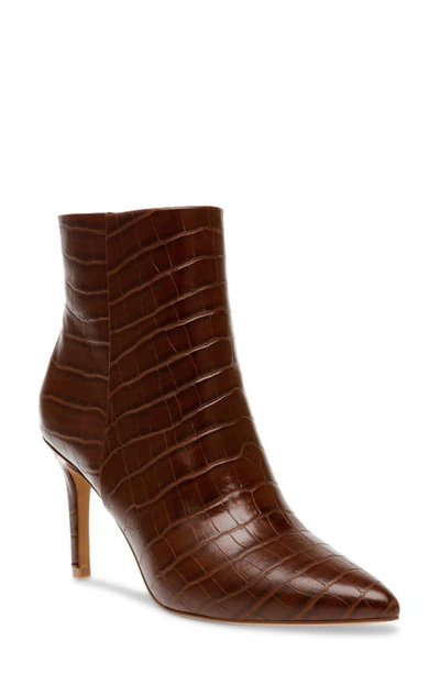Shop Steve Madden Lizziey Pointed Toe Bootie In Brown Croco