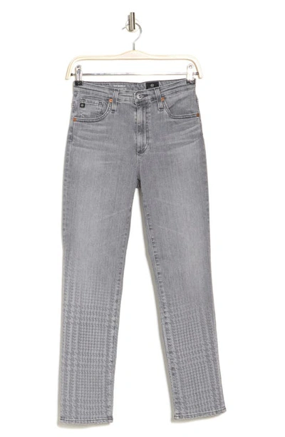 Isabelle Straight Leg Jeans In Grey Light Plaid Ombre