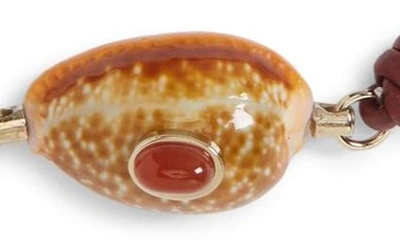 Shop Chloé Lyv Small Shell Pendant Slider Bracelet In Burgundy