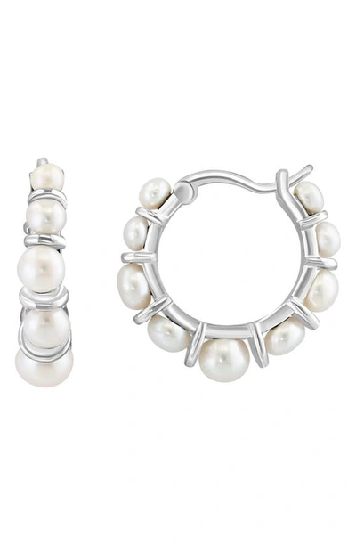 Effy Sterling Silver 2.5-4mm Freshwater Pearl Hoop Earrings In Silver/ Pearl