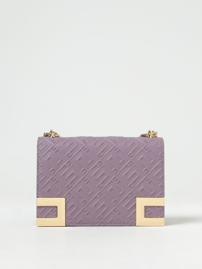 Shop Elisabetta Franchi Bag In Synthetic Leather With Monogram Pattern In Violet