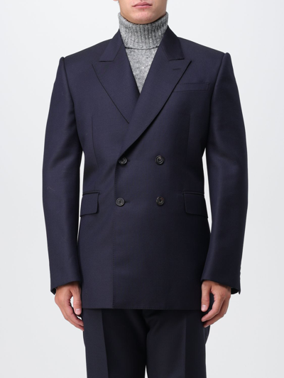 Shop Alexander Mcqueen Double-breasted Blazer In Navy