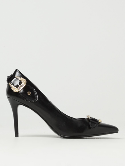 Versace Jeans Couture Black Scarlett Baroque Buckle Heels In Black