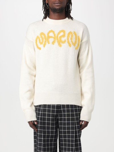Shop Marni Wool Sweater With Logo In White
