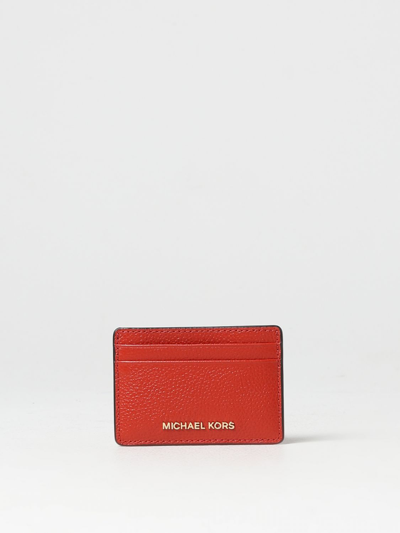 Shop Michael Kors Michael  Credit Card Holder In Micro Grained Leather In Clay Color
