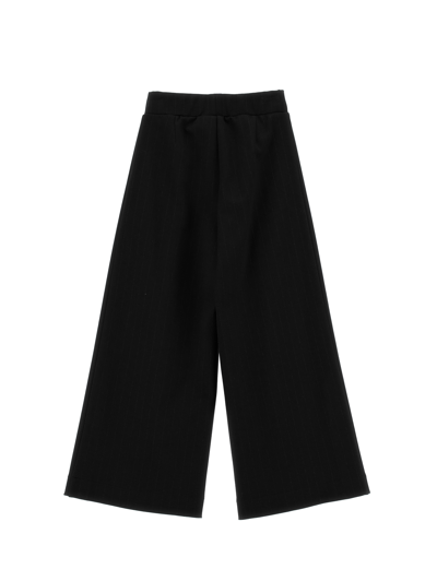 Monnalisa Pinstripe Cropped Trousers In Black