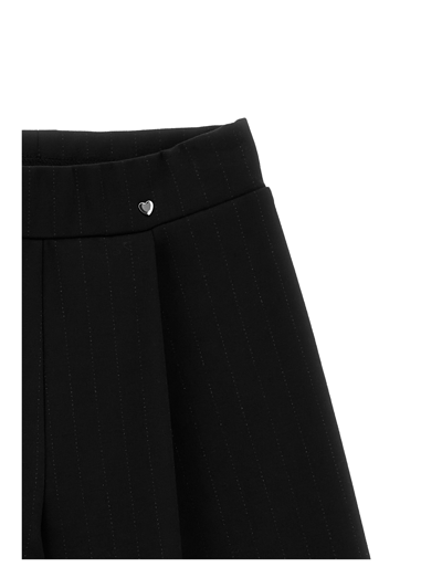 Monnalisa Pinstripe Cropped Trousers In Black