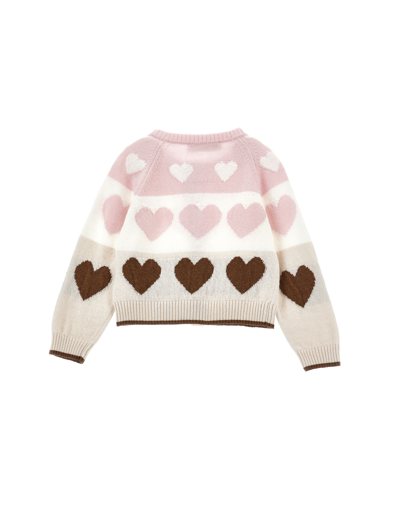 Monnalisa Super-soft Hearts Cardigan In Light Pink
