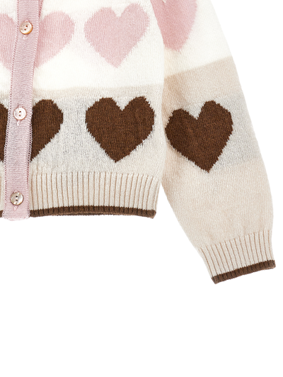 Monnalisa Super-soft Hearts Cardigan In Light Pink