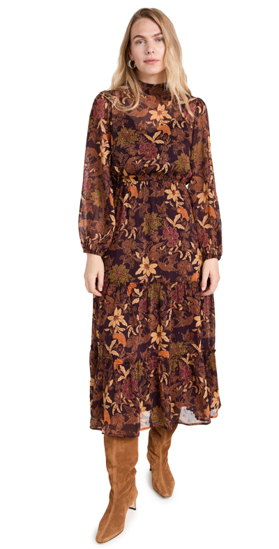 Shop Lost + Wander Wild Bergamot Long Sleeve Maxi Dress Burgundy