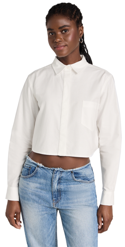 Shop Good American Oxford Crop Shirt White001