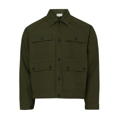 Shop Maison Kitsuné Branded Workwear Jacket In Military_green