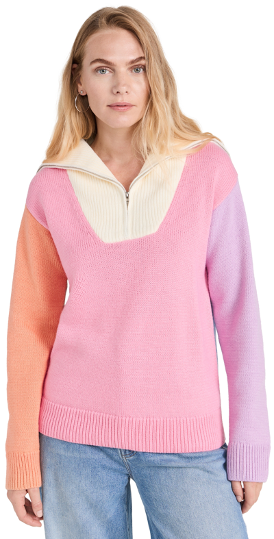 English Factory Colorblock Zip Pullover Sweater Multi S In Multi