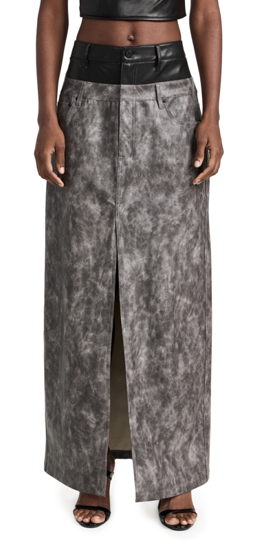 Shop Afrm Easton Double Maxi Skirt Top Gun Grey