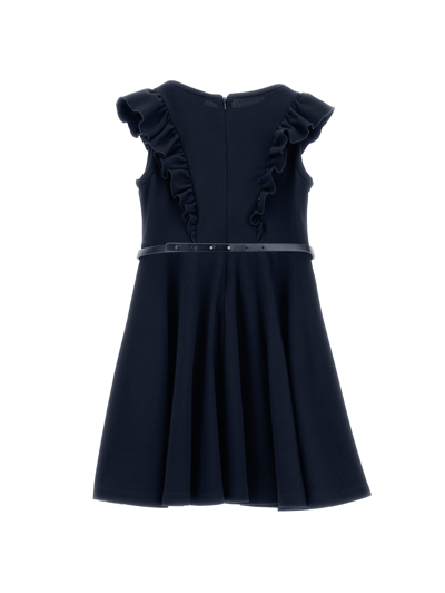 Monnalisa Jersey Pinafore With Circle Skirt In Dark Blue