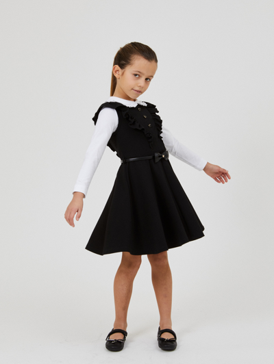 Monnalisa Jersey Pinafore With Circle Skirt In Dark Blue
