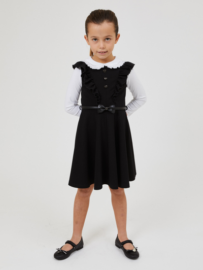 Monnalisa Jersey Pinafore With Circle Skirt In Dark Blue