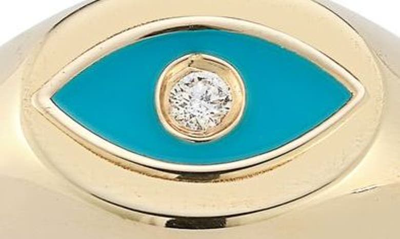 Shop Ember Fine Jewelry Evil Eye Enamel Diamond Signet Ring In Gold