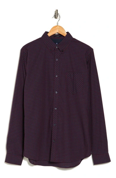 Shop Ben Sherman Regular Fit Gingham Stretch Button-down Shirt In Berry Wine
