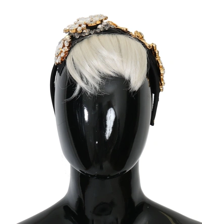 Shop Dolce & Gabbana Black Crystal White Hair Parrucchiera Headband Women's Diadem