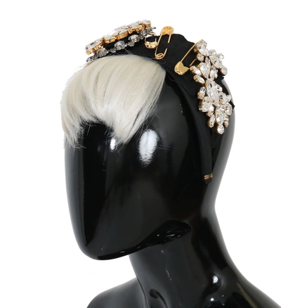 Shop Dolce & Gabbana Black Crystal White Hair Parrucchiera Headband Women's Diadem