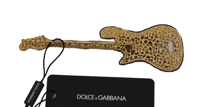 Shop Dolce & Gabbana Gold Brass Beaded Guitar Pin Accessory Women's Brooch