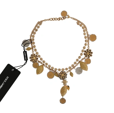 Shop Dolce & Gabbana Gold Brass Crystal Logo Pineapple Statement Women's Necklace