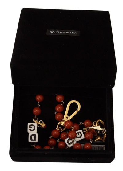 Shop Dolce & Gabbana Gold Brass Pearl Logo Lobster Statement Women's Necklace