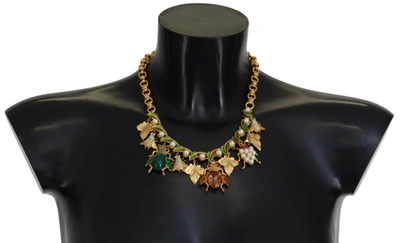 Shop Dolce & Gabbana Gold Crystal Bug Charm Pendant Statement Women's Necklace