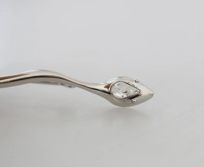 Shop Dolce & Gabbana Silver Brass Crystal Spilla Serpente Mens Brooch Women's Pin