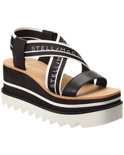 Shop Stella Mccartney Sneak-elyse Striped Platform Sandal In Black