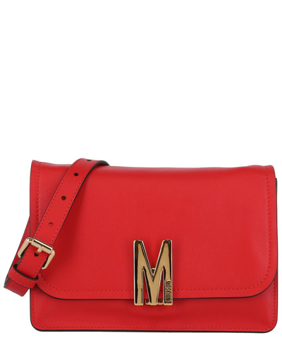 Shop Moschino Leather Crossbody In Red