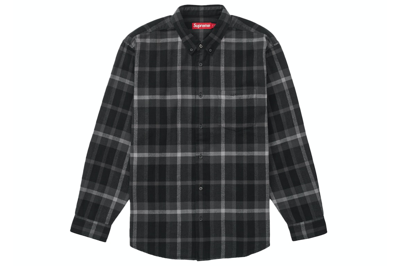 Pre-owned Supreme Plaid Flannel Shirt (fw23) Black | ModeSens