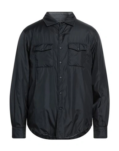 Aspesi Man Shirt Midnight Blue Size L Polyamide, Cotton In Blue