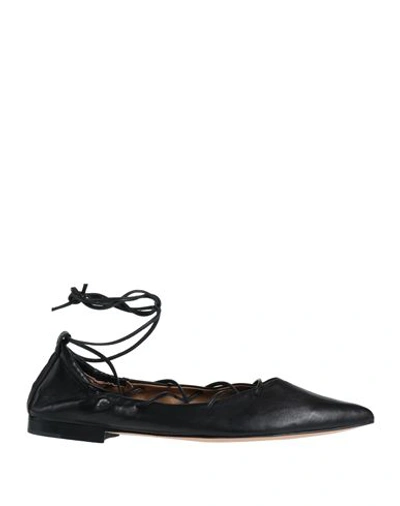 B. Immagine Woman Ballet Flats Black Size 11 Soft Leather In Black