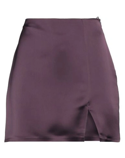 Shop In The Mood For Love Woman Mini Skirt Dark Purple Size S Polyester