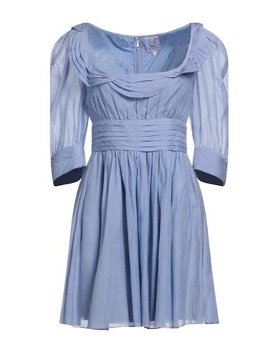 Shop Thierry Colson Woman Mini Dress Light Blue Size M Cotton, Silk