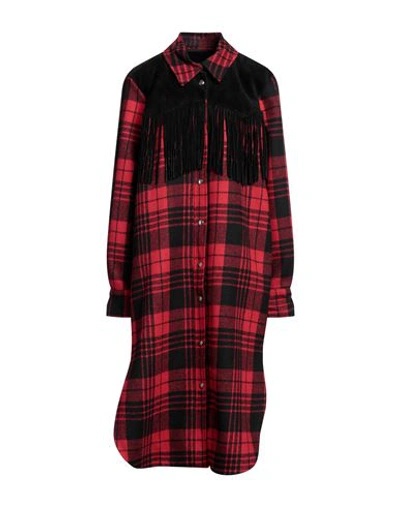 Blast-off Woman Coat Red Size 14 Acetate, Wool, Soft Leather In Red