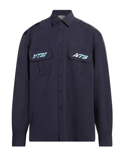 Vtmnts Man Shirt Navy Blue Size L Cotton In Navy Blue