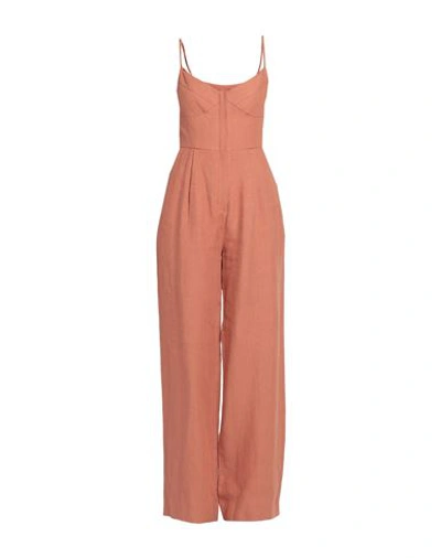 Shop Three Graces London Woman Jumpsuit Rust Size 6 Linen In Red