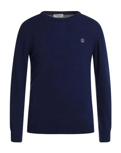 Shop Jeckerson Man Sweater Navy Blue Size Xl Viscose, Wool, Polyamide, Cashmere