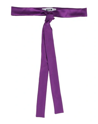 Shop Msgm Woman Belt Purple Size 4 Polyester