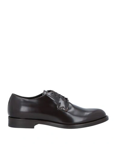Shop Gabriele Peluso Man Lace-up Shoes Dark Brown Size 7 Soft Leather