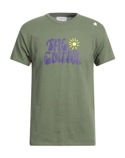 Shop The Editor Man T-shirt Military Green Size Xxl Cotton