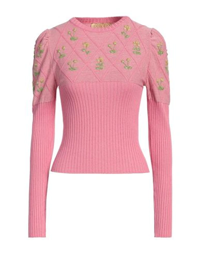 Cormio Woman Sweater Pink Size 6 Cotton, Viscose, Polyamide, Metallic Fiber In Pink