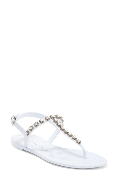 Shop Stuart Weitzman Crystal Embellished Jelly Sandal In White