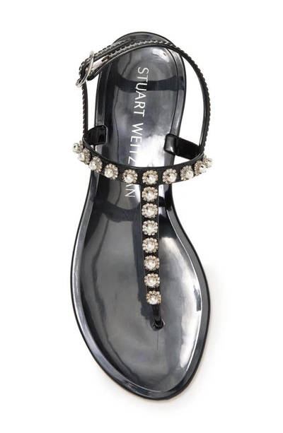 Shop Stuart Weitzman Crystal Embellished Jelly Sandal In Black