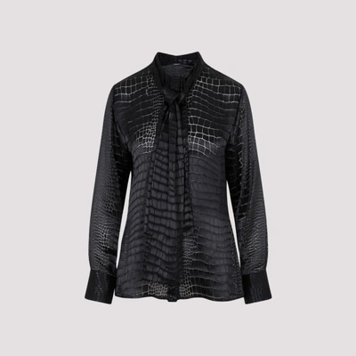 Shop Versace Crocodile Devorè Shirt In B Black