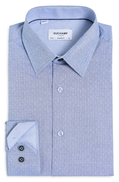 Shop Duchamp Tailored Fit Textured Fancy Cotton Dress Shirt In Navy