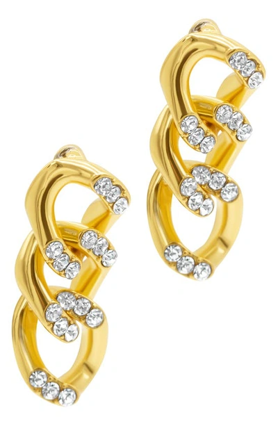 Shop Adornia Crystal Curb Chain Drop Earrings In Gold